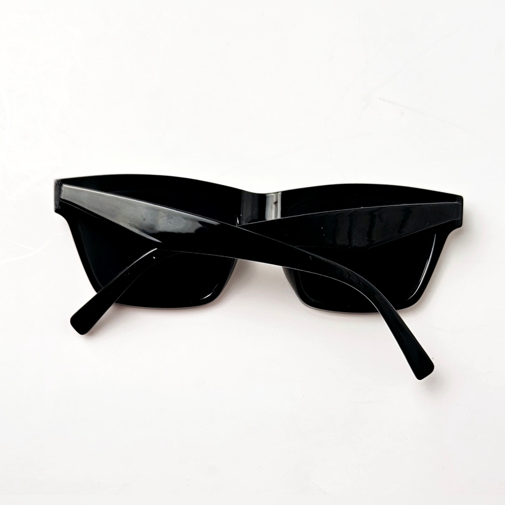 Giselle Black Rectangular Sunglasses Sleek Minimalist Frame - Picture 9 of 10